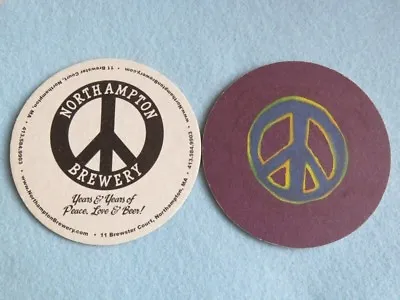 Beer Coaster ~ NORTHAMPTON Brewery MASSACHUSETTS ~ Years Of Peace Love & Beer • £11.26