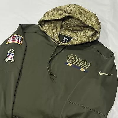 Los Angeles LA Rams USA NFL Nike Salute To Service Sweatshirt Camo Hoodie Large • $49.99