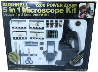 Vintage Bushnell  5 In 1 Microscope Kit 1200 Power Zoom Bausch & Lomb • $28.49