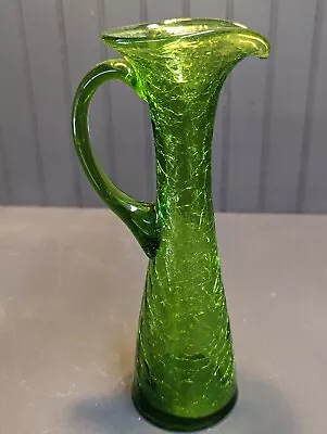 Vintage Uranium Kanawha Green Blown Crackle Glass Bud Vase  • $54