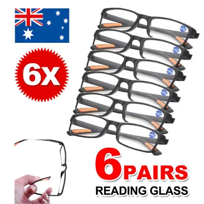 6 Pairs Mens Ladies Wayfarer Frame Magnifying Reading Glasses Nerd Spectacl AU • $9.99