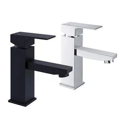 Bathroom Basin Mixer Tap Vanity Sink Faucet Square Brass Spout Chrome Black WELS • $57.40