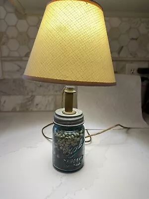 Mason Jar Lamp - Vintage-blue Ball  Mason Jar  • $10