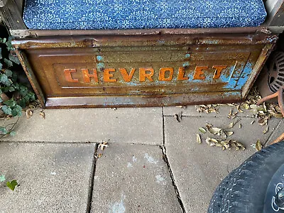 Vintage 1956 50’s 60’s 70’s Chevy Truck Stepside Tailgate OriginalBlue Patina GM • $599