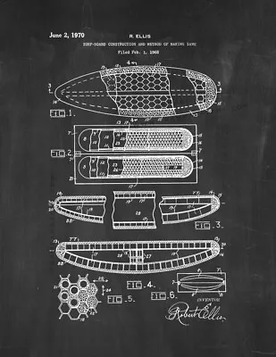 Surfboard Patent Print Chalkboard • $12.96