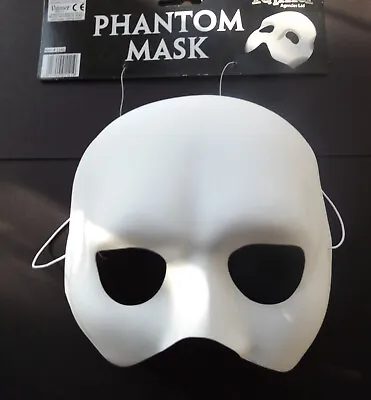 Venetian Masquerade Carnival Fancy Dress White Phantom Stag Party Half Mask • £2.75