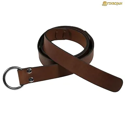 Medieval Leather Ring Joint Belt Viking Knight LARP Renaissance Costume Brown • $29.99