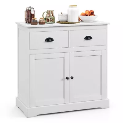 2 Drawer Storage Kitchen Modern Buffet Storage Cabinet & 2 Door Adjustable Shelf • $134.96