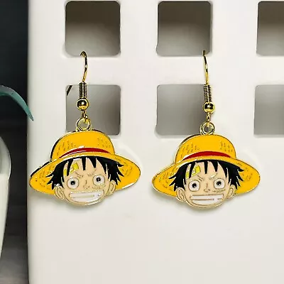 LUFFY * One Piece * Anime Theme Handmade Hook Dangle Enamel Charm Earrings • $9.95