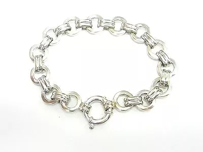 Aaron Basha 18Kt Double Bar Open - Link Large White Gold Bracelet 7  • $3500