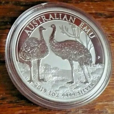 $20.50 • Buy 2019 Australia Emu 1 Oz .9999 Silver BU Coin Round In Capsule Perth Mint