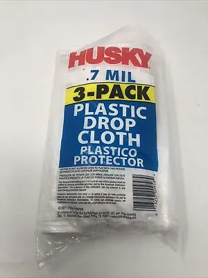 $9 • Buy Husky Plastic Drop Cloth, 0.7 Mil, 3-Pack