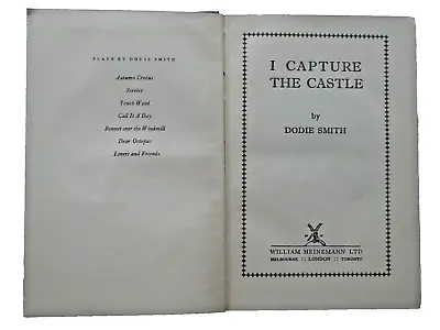 I Capture The Castle By Dodie Smith HB Pub Heinemann 1949 1st Ed UK • £10