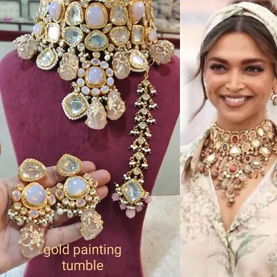 $287.06 • Buy Bollywood Kundan Necklace Earrings Mangtikka Bridal Indian Ethnic Jewelry Set