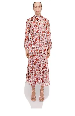 $400 • Buy SILK GEORGETTE FLORAL DRESS PINK Scanlan And Theodore
