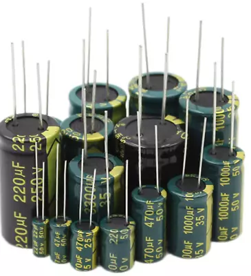 10pcs 10~500V High Frequency 105°C Radial Aluminium Electrolytic Capacitor ±20% • £8.88