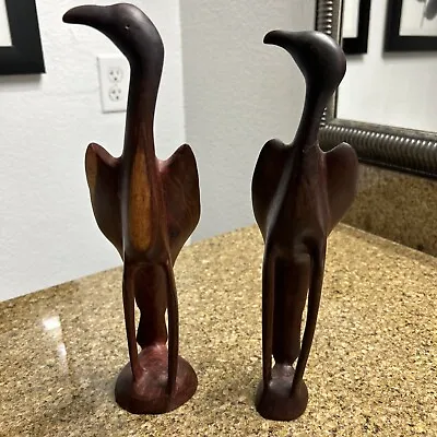 Wooden Birds Decor  See Pic For Flaws 11” & 12” Tall Mid- Century Teak Wood • $25