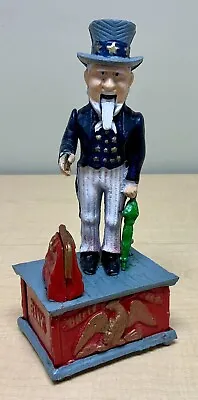 Uncle Sam Bank Cast Iron Mechanical Coin Bank 11  Tall Solid Metal Vintage • $20