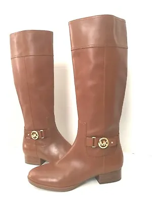 Michael Kors Harland Luggage Brown Leather Knee High Boots 5.5 6 • $109