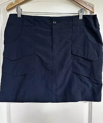 Eddie Bauer Navy Blue Nylon Skirt Outdoor 6 Pocketszipper Perfect Cond. • $14.20