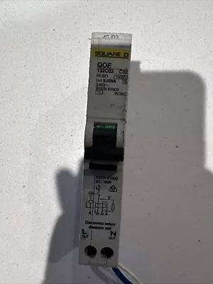 SQUARE D 32 AMP CURVE C 10 KA 30 MA RCBO TYPE AC QOE132C03 • £45