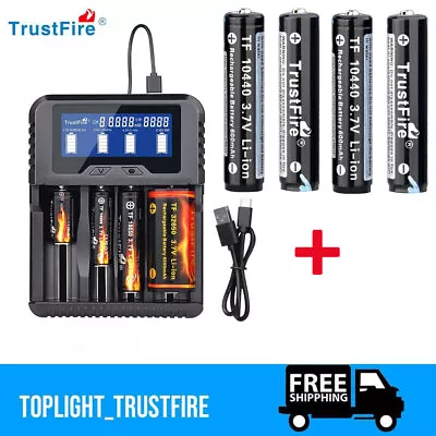 4Pcs 10440 600mAh 3.7V Rechargeable Li-ion Battery With New Pro Battery Charger  • $14.24