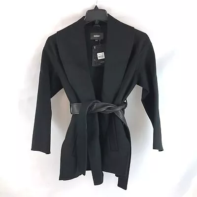 Mackage TYRA Double-Face Wool Wrap Robe Jacket In Black - Women's US 2XS • $349.97