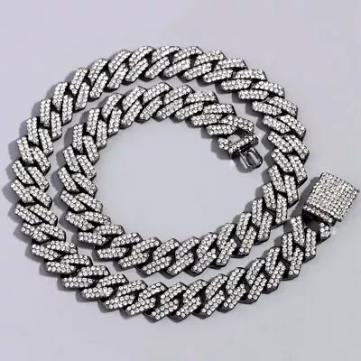 Men's Hip Hop Bracelet Simulated CZ Micro Pave Black Tone Iced - 8  Inches • $30