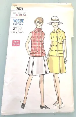 Vintage 1960s Ladies Vogue Dress Sewing Pattern 7471 Size 12 Cut • $7.99