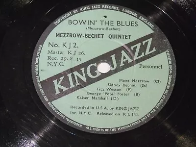MEZZROW-BECHET QUINTET - Bowin The Blues - USA 2-track 10  Vinyl Single (78) • $62.20