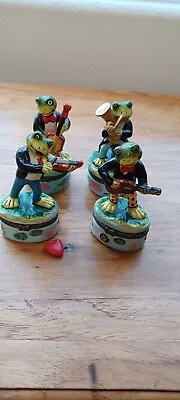 Ceramic Frogs Playing Instruments Trinket Boxes Set Of 4 • $7.50