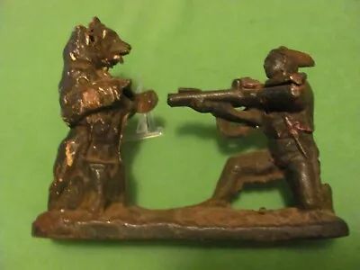 Vintage Cast Iron Indian Warrior Shooting Bear Mechanical Bank. • $39.95