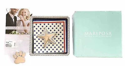 Mariposa Napkin Holder Weights Star Paw 5.5  Square Silver Beaded Edge Aluminum • $40