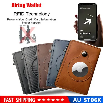 $10.33 • Buy PU Leather For Airtag Wallet Card Holder Smart Anti-lost Protective Cover RFID