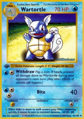 $36.59 • Buy Moderately Played Wartortle - 42/102 - Uncommon - 1st Edition Pokemon Base Set