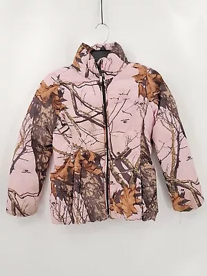 Mossy Oak Girls Medium Pink/Camo (Stains Neck Tear) Long Sleeve Full Zip Jacket • $17.84