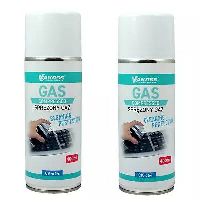 £7.10 • Buy Air Duster Cleaner Compressed Gas 400ml Straw Vakos Dust Blower High Quality UK