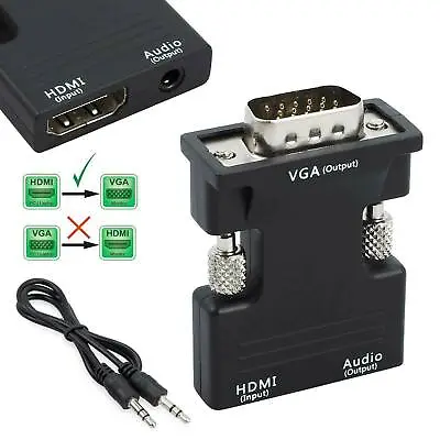 £3.99 • Buy 1080P HDMI Female To VGA Male With Audio Output Cable Converter Adapter Lead UK