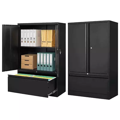 Lateral File CabinetMetal Storage Cabinet With Drawer For Home Office Files A4 • $199.49