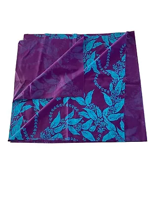 Vtg Hawaii Print Fabric Trans Pacific Textiles Purple Turquoise Floral 1997 Lei • $25
