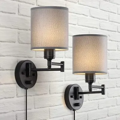 2-Pack Industrial Swing Arm Wall Lamp Plug In Wall Fixture Latern Light Bedroom • $33.99