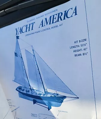 Sterling B-22M Yacht America Of America's Cup RC Wooden Kit Building Plans • $39.99
