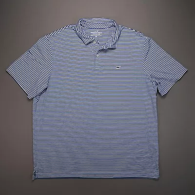 Vineyard Vines Shirt Mens XXL Blue White Performance Polo Stretch Striped • $28.73