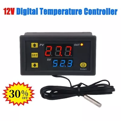 W3230 12V 24V 110-220V Probe Line 20A Digital Temperature Control LED Thermostat • £3.29