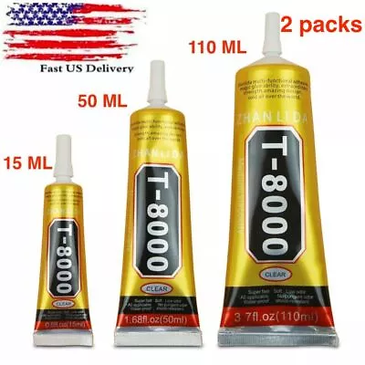 2 X 15/50/110ml T8000 Glue Needle Point Drill Phone Screen Repair  Jewelry Glue • $6.49