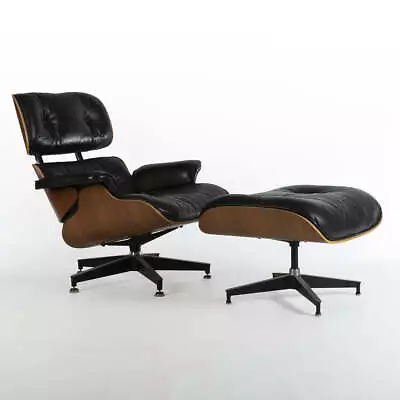 Herman Miller Eames Chair Black & Walnut Original Lounge Chair And Ottoman • £5125