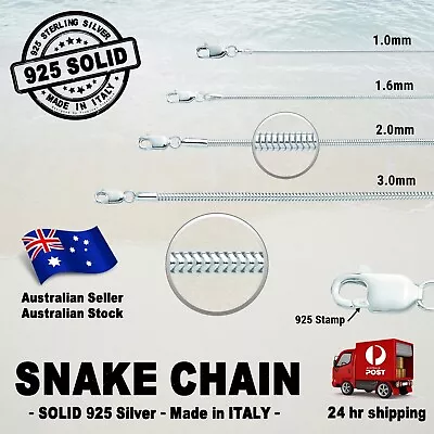 $125.99 • Buy SNAKE Chain - 100% SOLID 925 Sterling Silver (options)