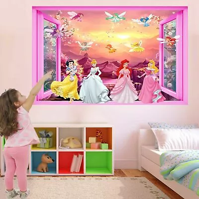 Princess Fairies Fantasy 3D Wall Art Sticker Mural Decal Kids Bedroom Decor GS14 • £23.99