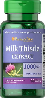 Puritan's Pride Milk Thistle Extract 1000mg Herbal Supplement 90 Softgels • $9.90