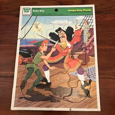 VTG Whitman Walt Disney PETER PAN Frame Tray Puzzle 4522A Capt Hook Tinkerbell • $13